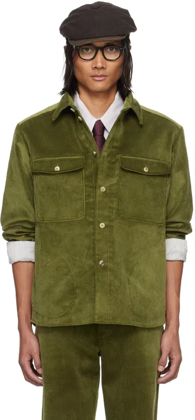 De Bonne Facture Green Button Shirt In Olive