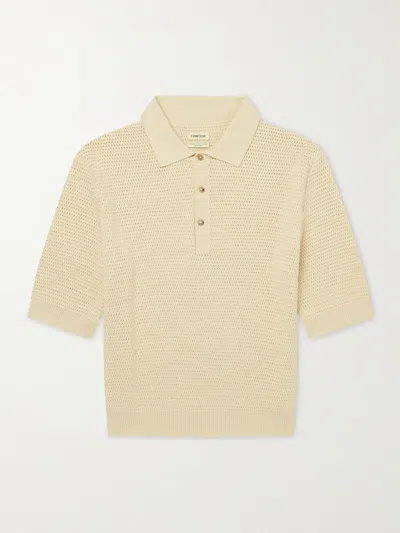 De Bonne Facture Honeycomb-knit Cotton Polo Shirt In Nude