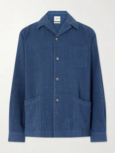 De Bonne Facture Linen And Wool-blend Jacket In Blue