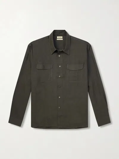 De Bonne Facture Linen Overshirt In Green