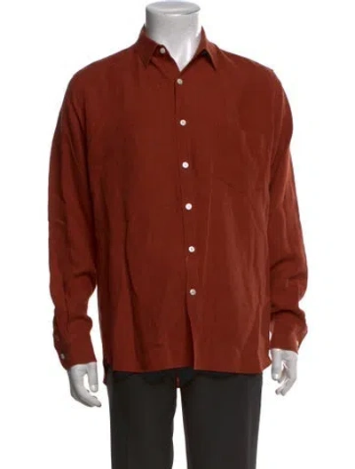 Pre-owned De Bonne Facture Long Sleeve Dress Shirt In Brown/orange