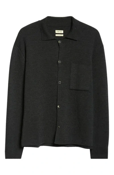 De Bonne Facture Milano Knit Merino Wool Cardigan In Natural Dye Charcoal