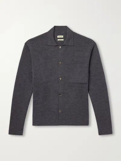 De Bonne Facture Milano Stitch Merino Wool Cardigan In Gray