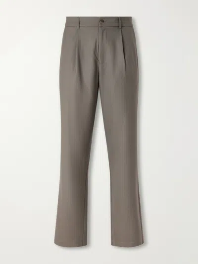 De Bonne Facture One Pleat Straight-leg Pleated Virgin Wool Trousers In Gray