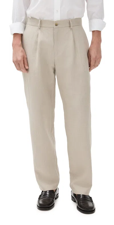 De Bonne Facture One Pleat Trousers Undyed Flax In Gray