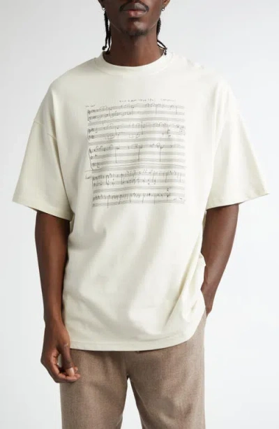 De Bonne Facture Organic Cotton Musical Notation Graphic T-shirt In Sheet Music