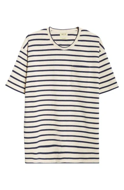 De Bonne Facture Oversize Cotton Pocket T-shirt In Blue Stripes