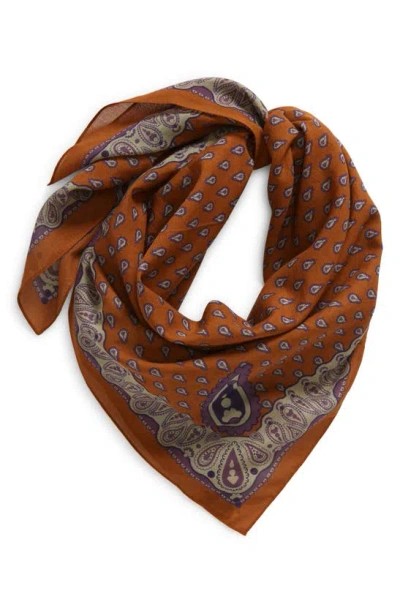 De Bonne Facture Paisley Cotton Voile Bandana In Sienna