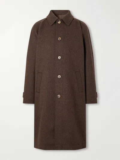 De Bonne Facture Parisian Brushed Wool Coat In Brown