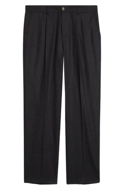 De Bonne Facture Pleated Wool Trousers In Charcoal