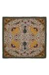 De Bonne Facture Print Wool Square Scarf In Ispahan Folk Pattern
