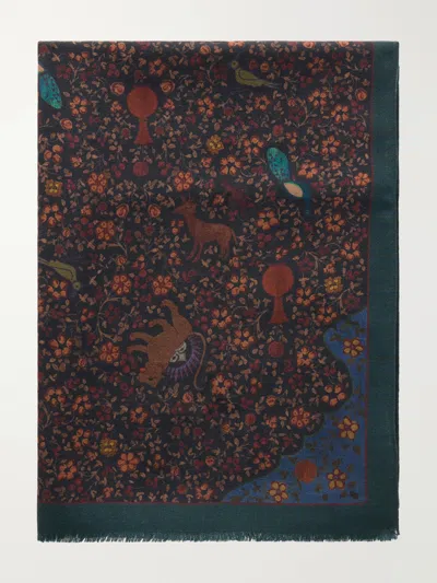De Bonne Facture Printed Wool-twill Scarf In Multi