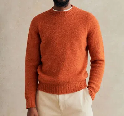 De Bonne Facture Shaggy Sheep Sweater In Burnt Orange In Yellow