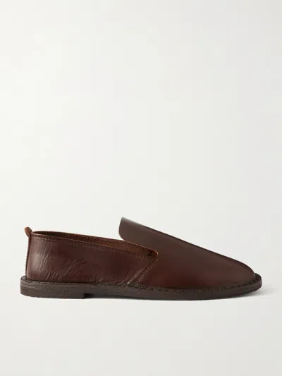 De Bonne Facture Steve Mono Leather Loafers In Brown