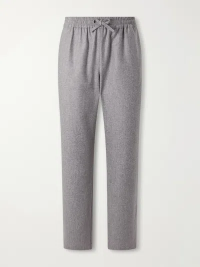De Bonne Facture Tapered Virgin Wool Drawstring Trousers In Gray