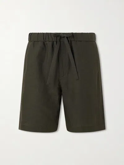 De Bonne Facture Traveler Straight-leg Linen Shorts In Green