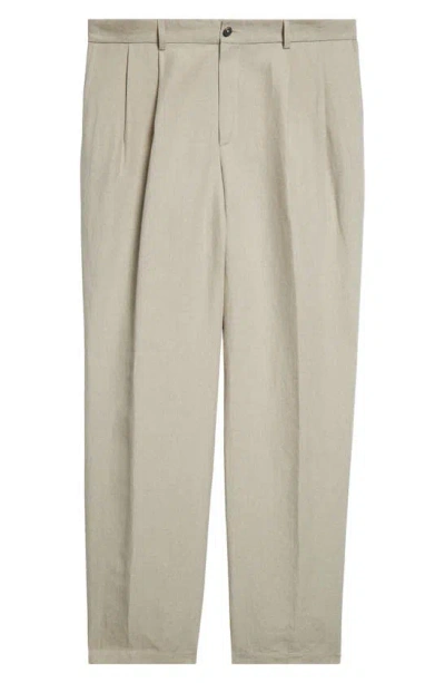 De Bonne Facture Two Pleat Linen Trousers In Undyed Flax