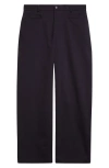 De Bonne Facture Wide Leg Brushed Cotton Work Pants In Navy