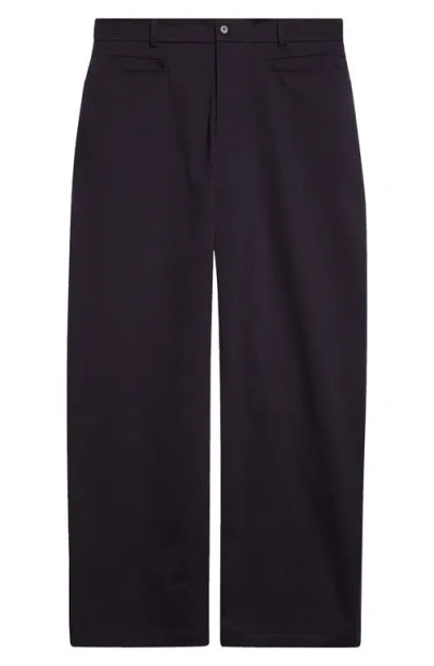 De Bonne Facture Wide Leg Brushed Cotton Work Pants In Navy