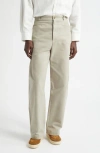 De Bonne Facture Wide Leg Work Pants In Neutral