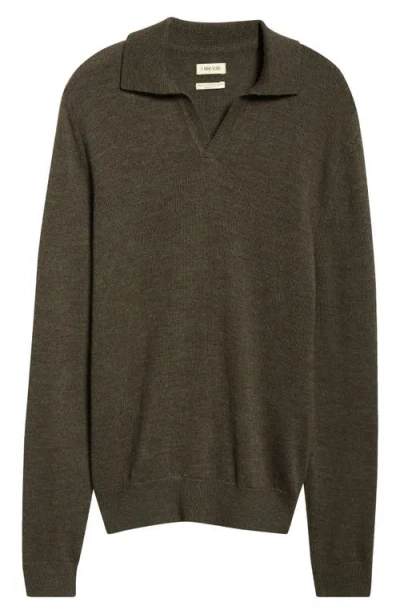 De Bonne Facture Wool Polo Sweater In Natural Dye Bark Brown