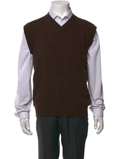 Pre-owned De Bonne Facture Wool V-neck Sweater Vest In Brown