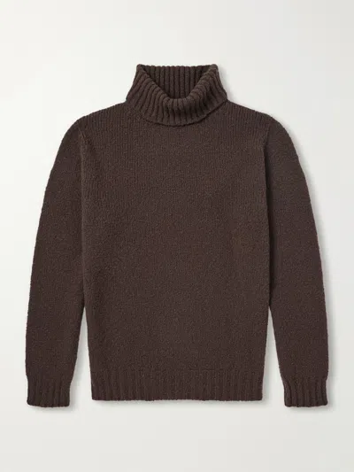 De Bonne Facture Wool-bouclé Rollneck Sweater In Brown
