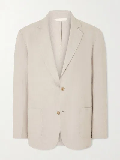 De Bonne Facture Writer's Unstructured Linen Suit Jacket In Neutral