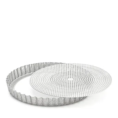 De Buyer 11 Perforated Stainless Steel Round Tart/pie Mold With Removable Bottom In Silver