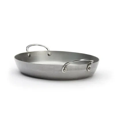 De Buyer 5651.36 Mineral B 9.5-inch Carbon Steel Oval Roasting Pan, Silver