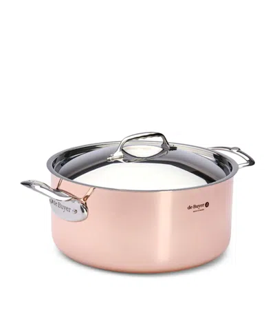 De Buyer Copper Prima Matera Stewpan And Lid In Pink