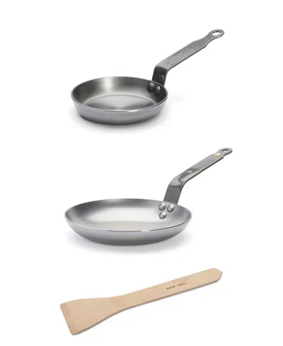 De Buyer Mineral B Carbon Steel 3-pc. Breakfast Set In Silver