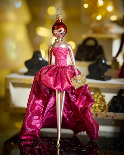 De Carlini Fashionista In Fuschia Gown Christmas Ornament In Multi
