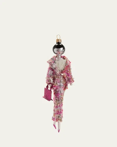 De Carlini Lady In Tweed Suit Christmas Ornament In Multi