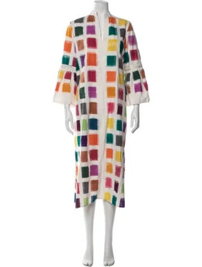 Pre-owned De Castro Colorblock Pattern Long Dress In Multi