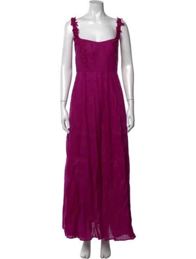 Pre-owned De Castro Linen Long Dress In Purple