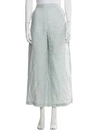 Pre-owned De Castro Linen Wide Leg Pants In Blue