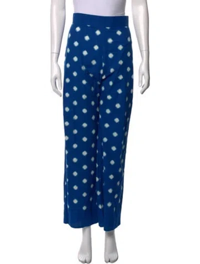 Pre-owned De Castro Printed Wide Leg Pants In Blue