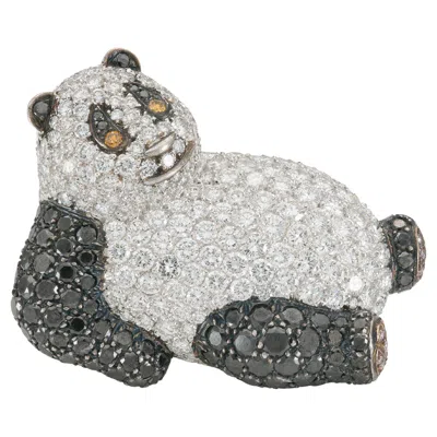 Pre-owned De Grisogono 12.18 Carat Diamond Panda Brooch Pendant In Multi