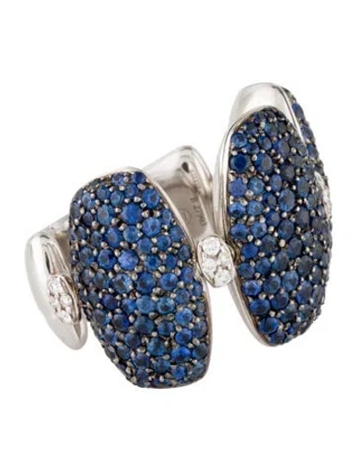 Pre-owned De Grisogono 18k 3.65ctw Sapphire & Diamond Reversible Cocktail Ring In Multi