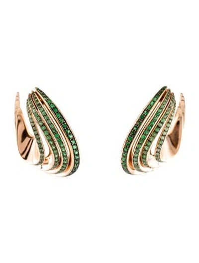 Pre-owned De Grisogono 18k 5.10ctw Tsavorite Garnet Drop Earrings In Multi