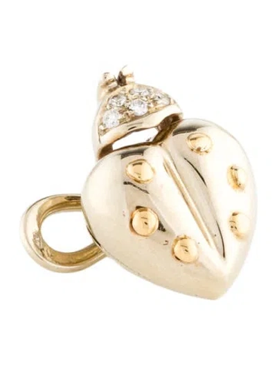 Pre-owned De Grisogono 18k Diamond Ladybird Single Cufflink In Multi