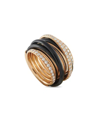 Pre-owned De Grisogono 18k Rose Gold 1.75 Ct. Tw. Diamond Ring (authentic Pre-loved) In Black