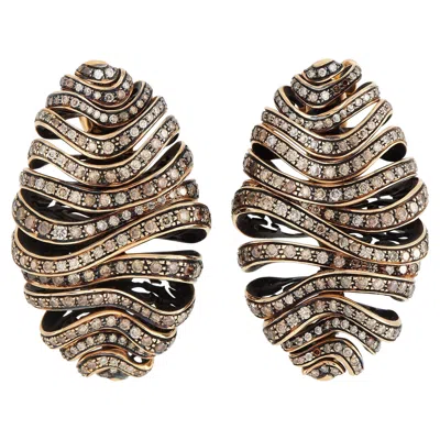 Pre-owned De Grisogono 18k Rose Gold 7.42ct Diamond Earrings In Red