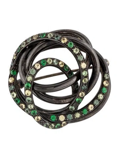 Pre-owned De Grisogono 18k Tsavorite, Sapphire & Peridot Brooch In Multi