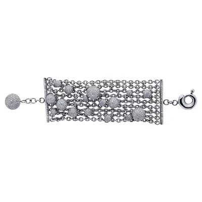 Pre-owned De Grisogono 18k White Gold Diamond Boule Bracelet, 35.93ct, 2015
