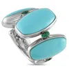 De Grisogono 18k White Gold Turquoise And Emerald Ring De03-080425 In White