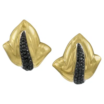 Pre-owned De Grisogono 18k Yellow Gold Black Diamond Clip-on Earrings, 1.63ct