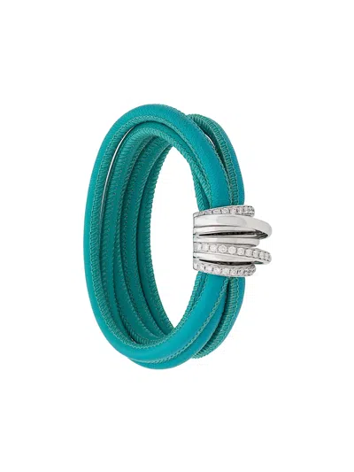 De Grisogono 18kt White Gold And Diamond Allegra Bracelet In Aquatic