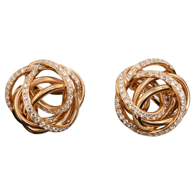 Pre-owned De Grisogono 3.25 Ct.  Matassa Collection Rose Gold Diamond Earrings In Red